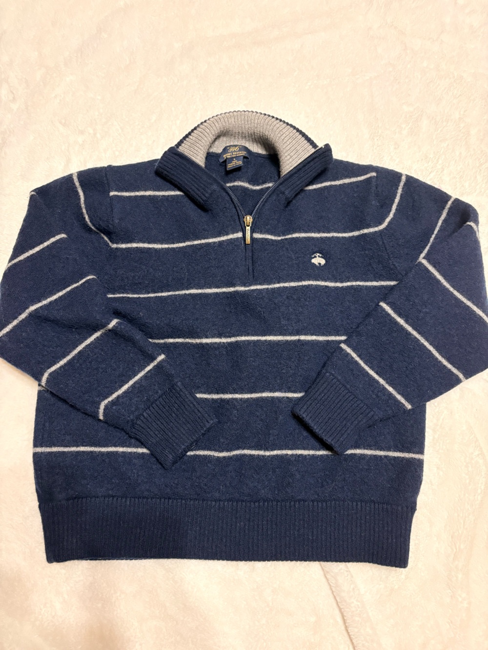 Brooks Brothers Navy Stripe Half-Zip Sweater